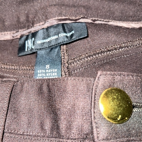 INC International Concepts Brown Curvy Ponte Knit Leggings Size 8 - Picture 3 of 4